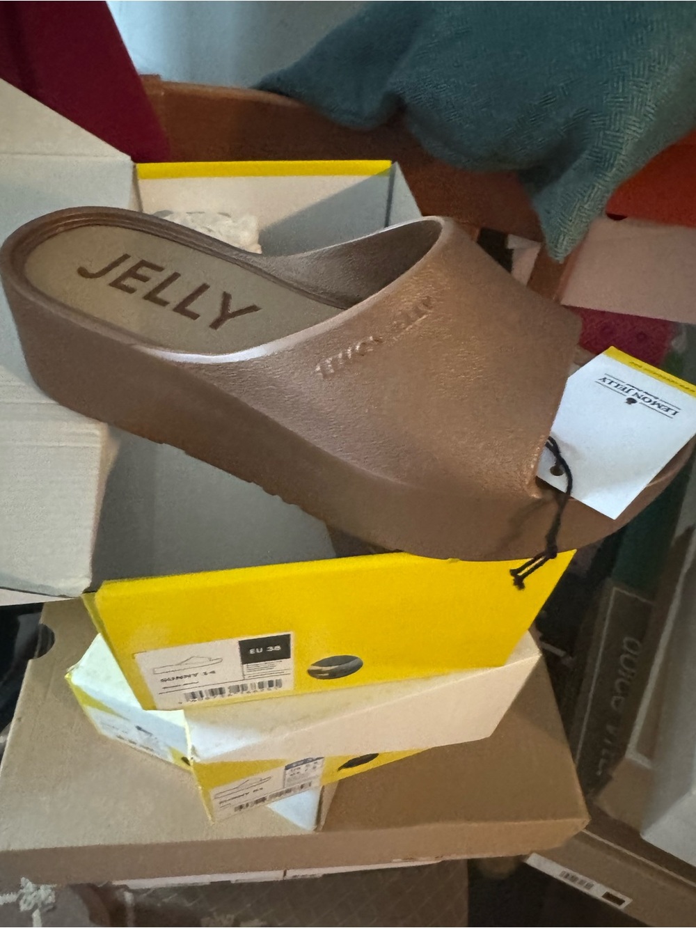 Jelly Platform Slide Mule in Brown